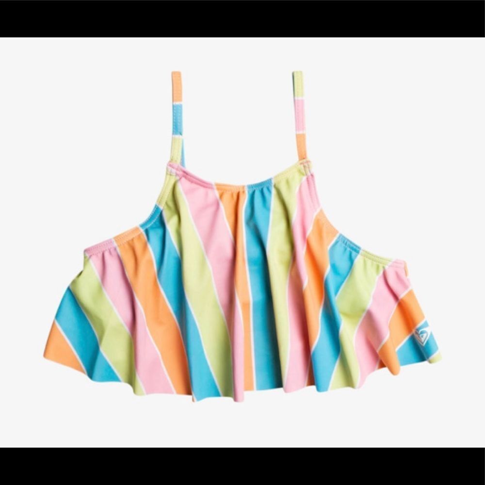 Roxy Girls Colors Of The Sun Flutter Bikini Top Size 7‎ Nwt